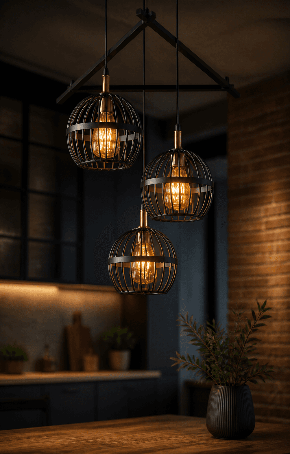 Modern 3-Light Geometric Pendant