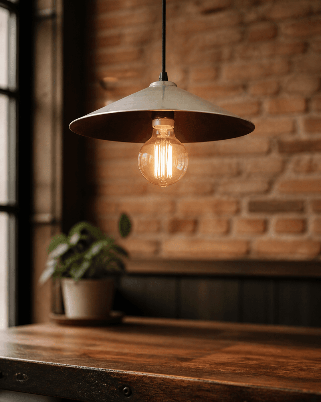 Vintage Industrial Shallow Cone Pendant