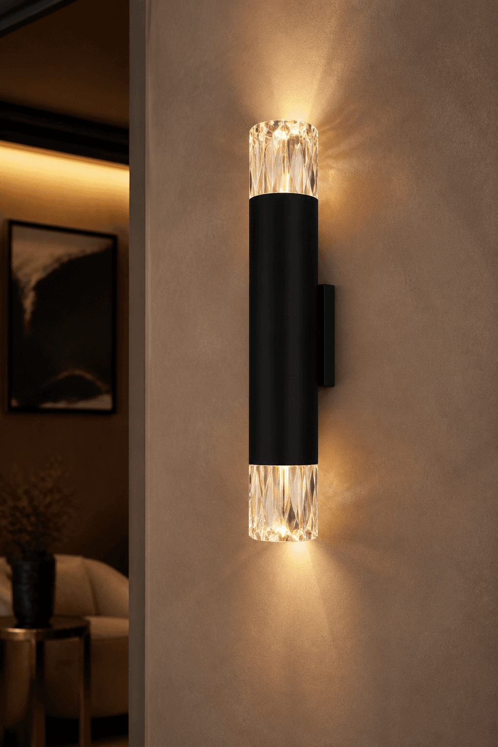 Modern Faceted Crystal Up-Down Wall Light