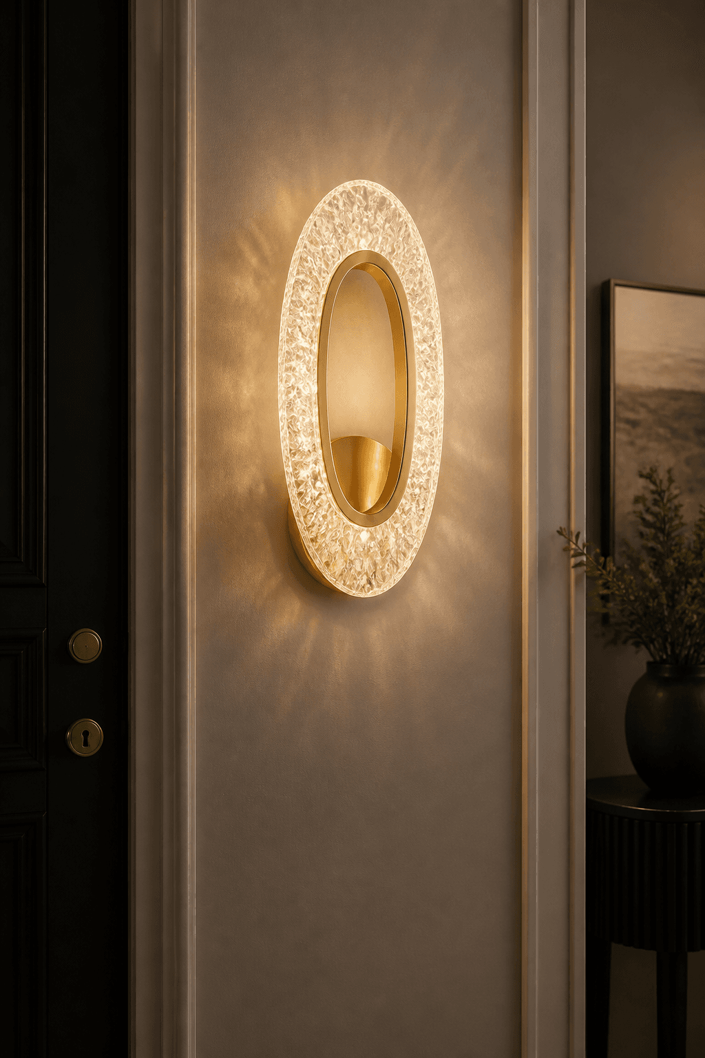 Modern Oval Crystal Wall Light