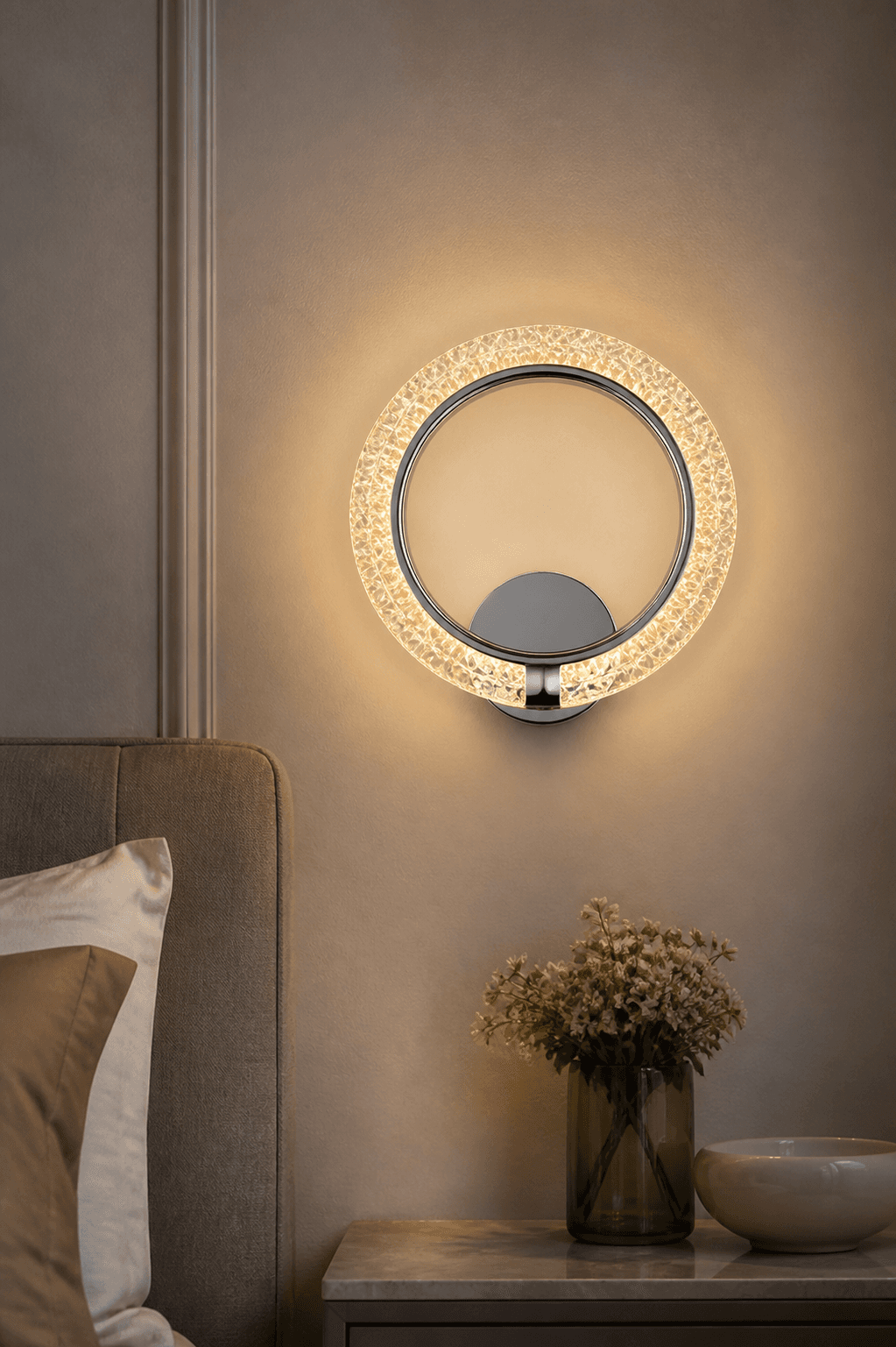 Circular Crystal Ring Wall Light