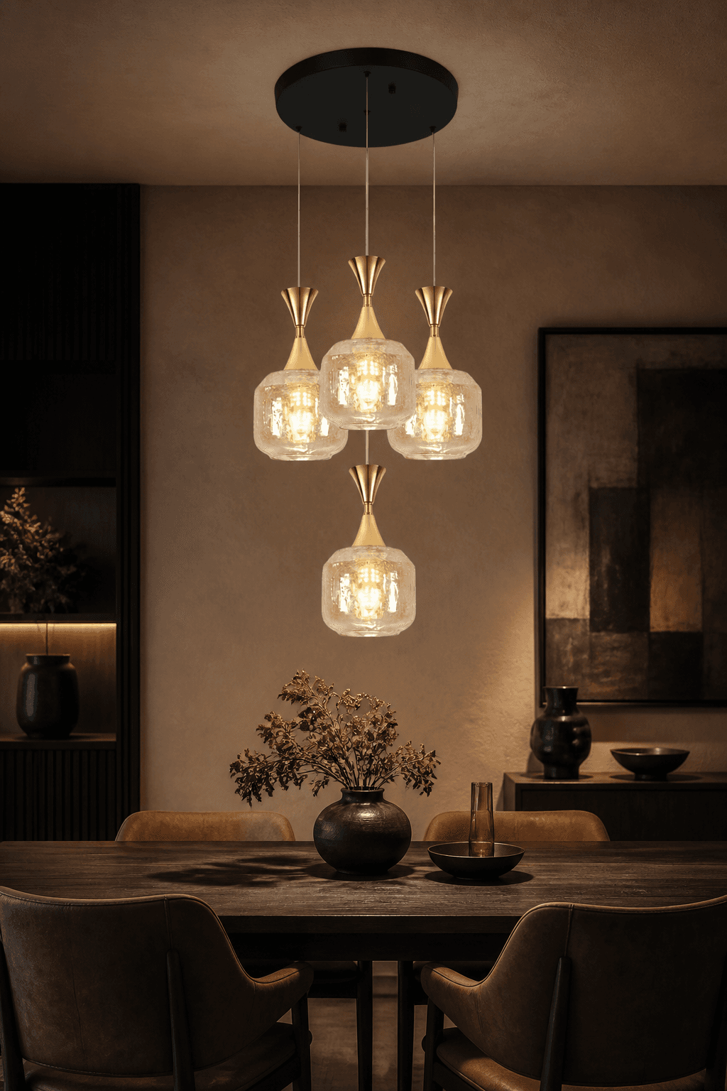 4-Light Gold Cluster Pendant