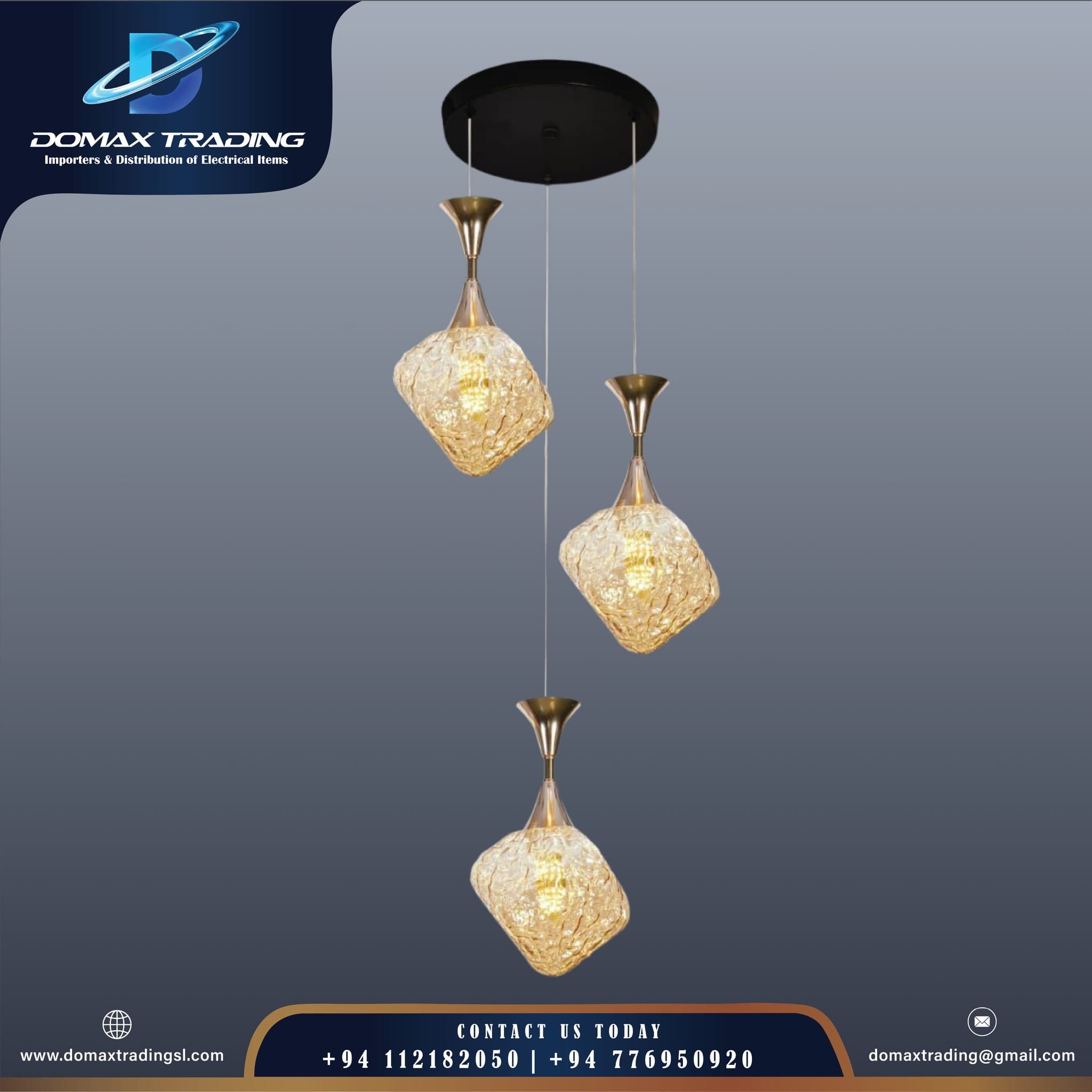 3-Light Textured Glass Drop Pendant view 2