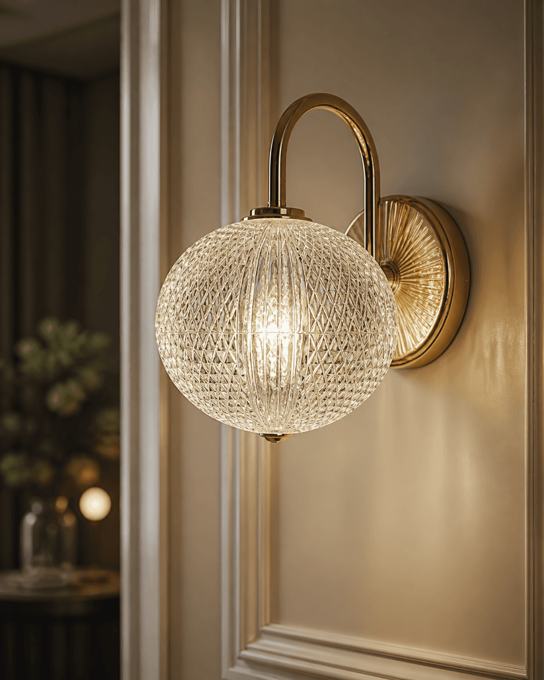 Textured Globe Glass Wall Sconce