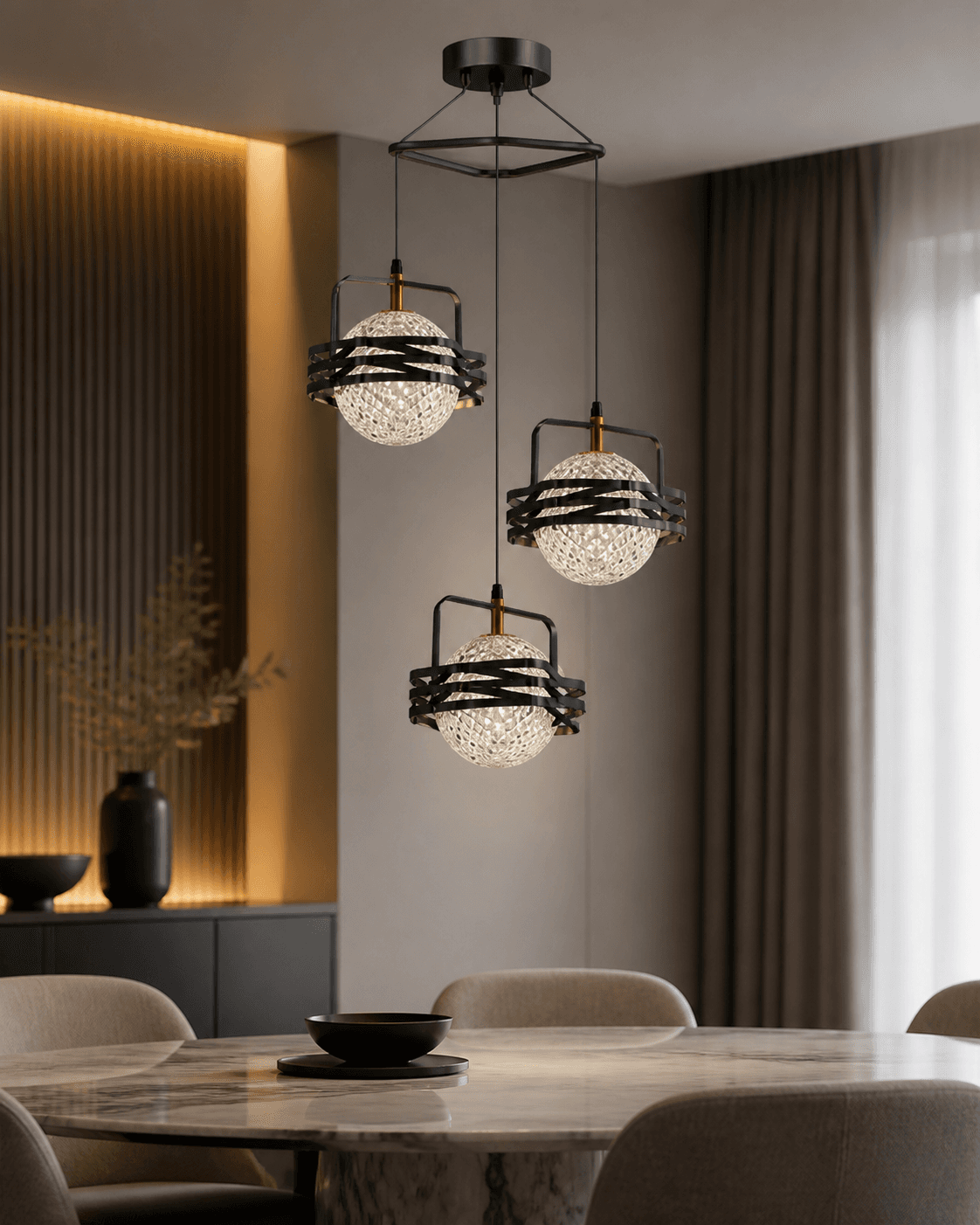 Modern Geometric Cage Pendant Chandelier
