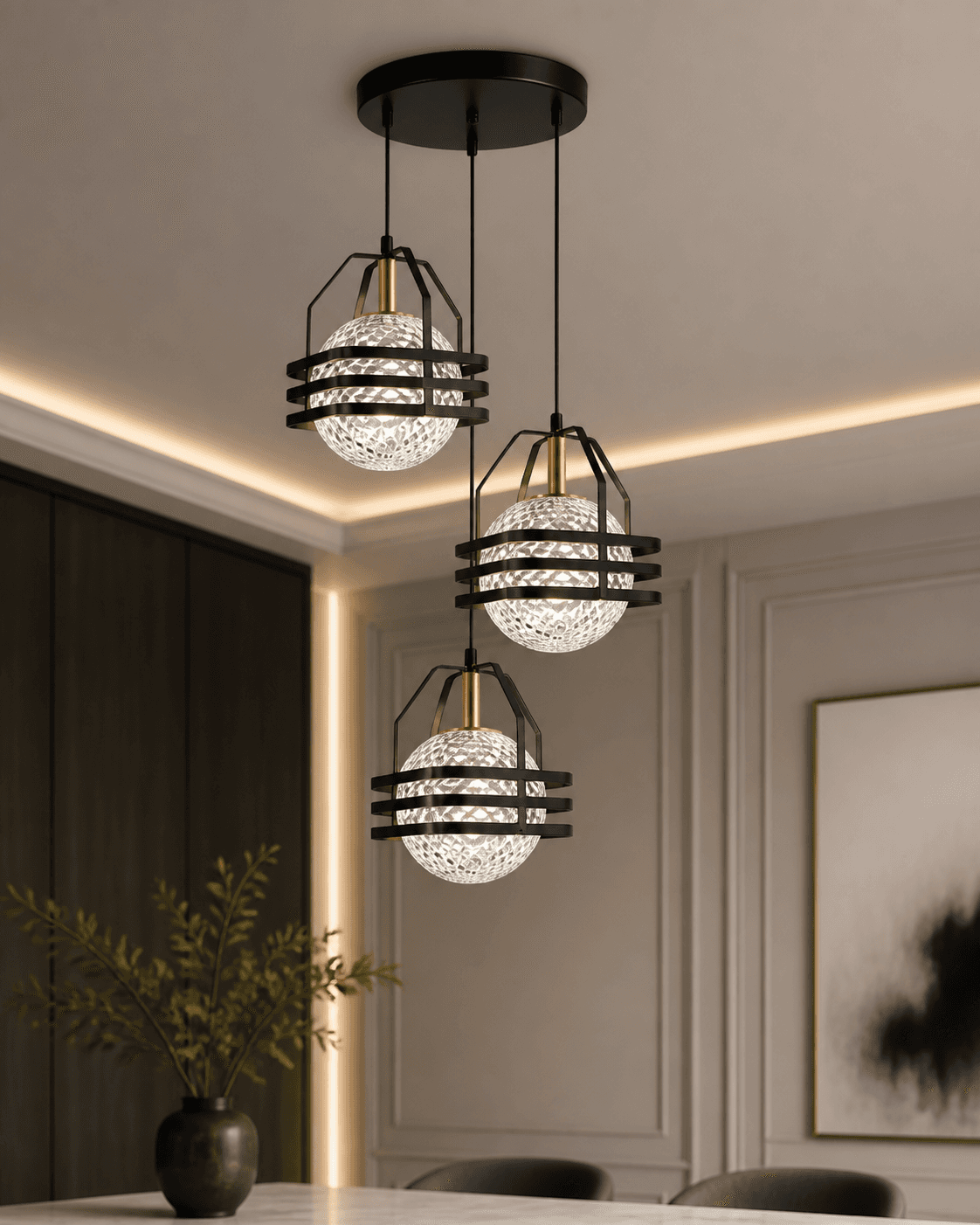 Modern Geometric Cage Pendant Chandelier