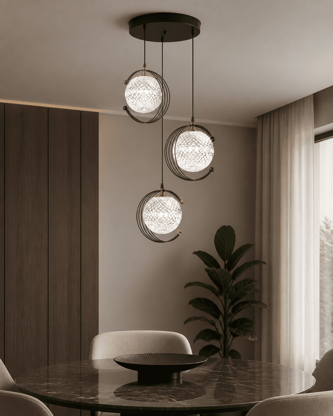 Modern Geometric Cage Pendant Chandelier