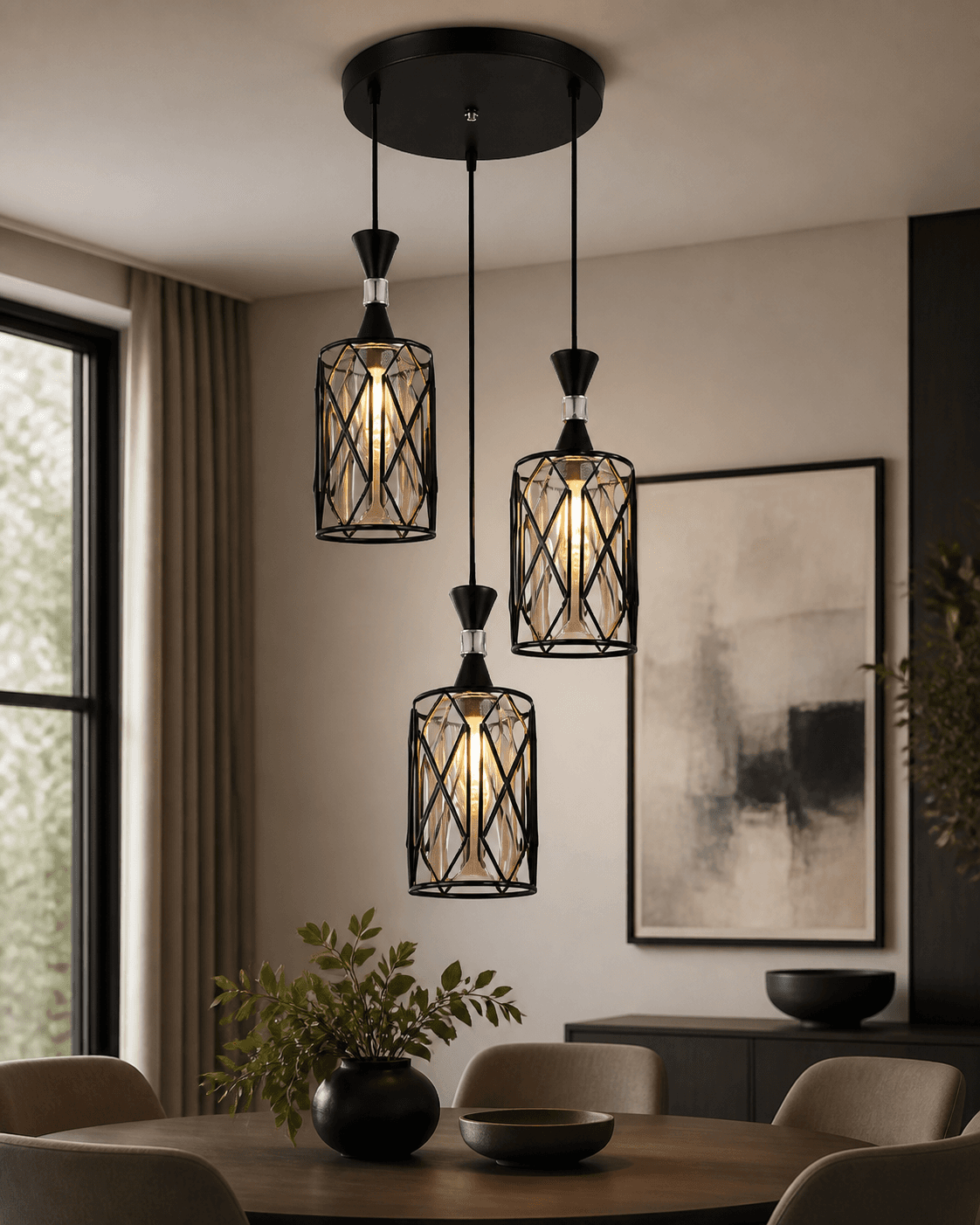 Modern Geometric Cage Pendant Chandelier