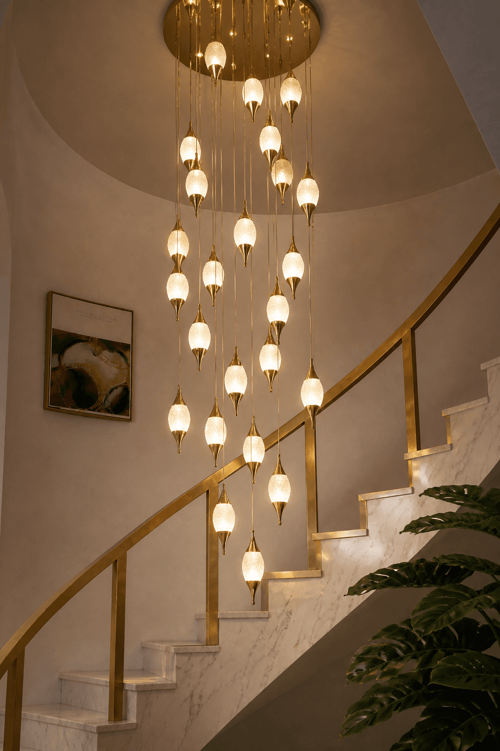 Modern Multi-Light Spiral Pendant Chandelier