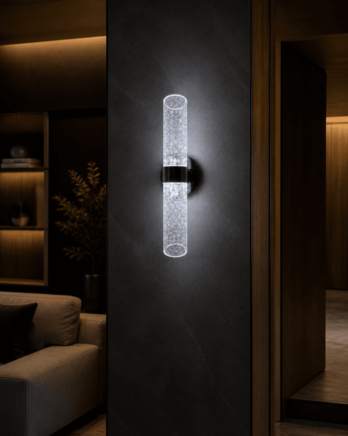 Bubble Glass Twin Cylinder Wall Sconce