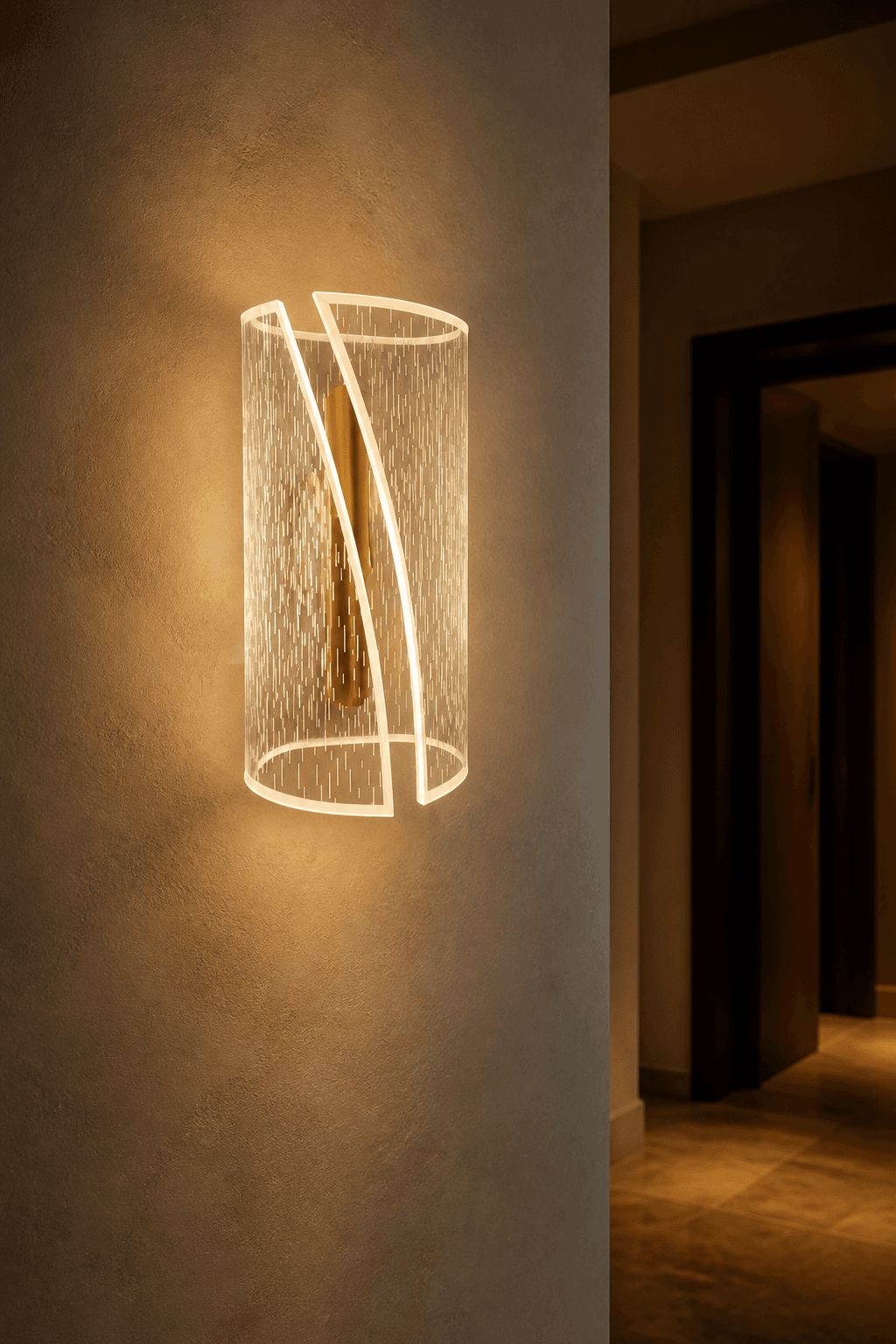 Rain-Texture Curved Wall Sconce