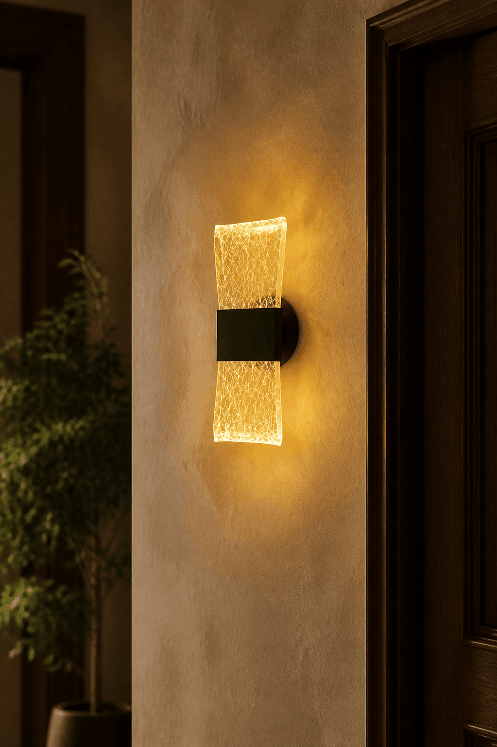 Modern Cracked Ice Rectangular Wall Sconce