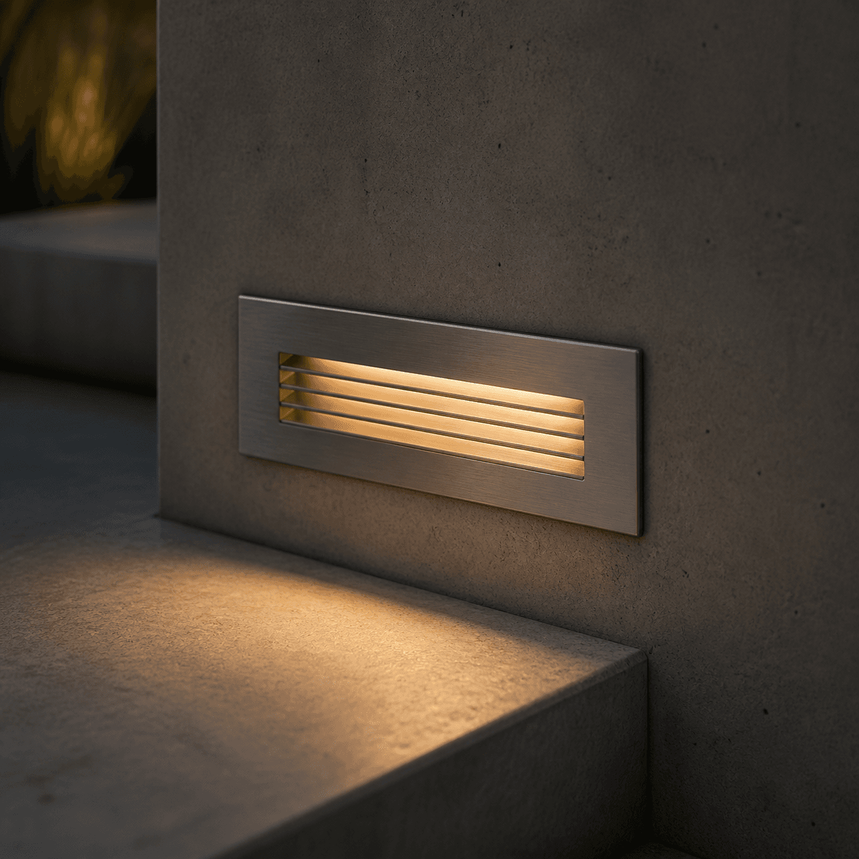 Brushed Steel Step Light with Louvers