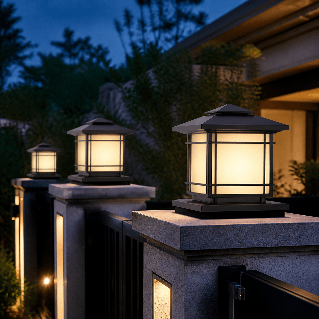 Set of Outdoor Post Cap Lanterns