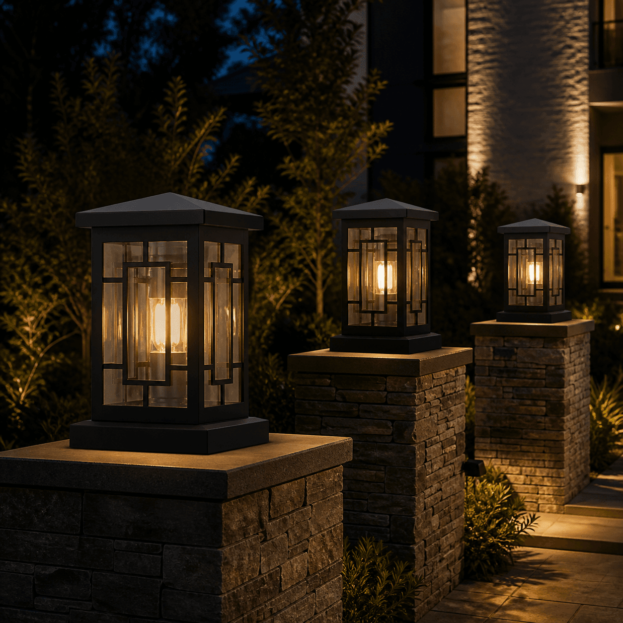 Set of Outdoor Post Lanterns